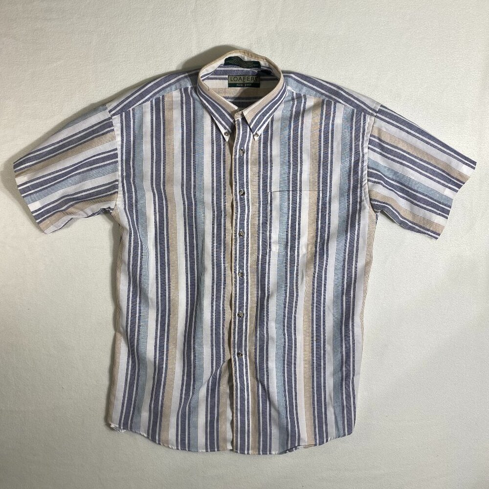 Vintage Loafers by Reed St James 90's short sleeve button shirt Large Striped